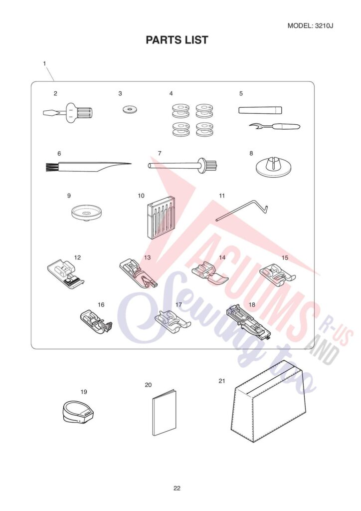 Elna 3210j 3210 exploded schematic diagram (page 5)