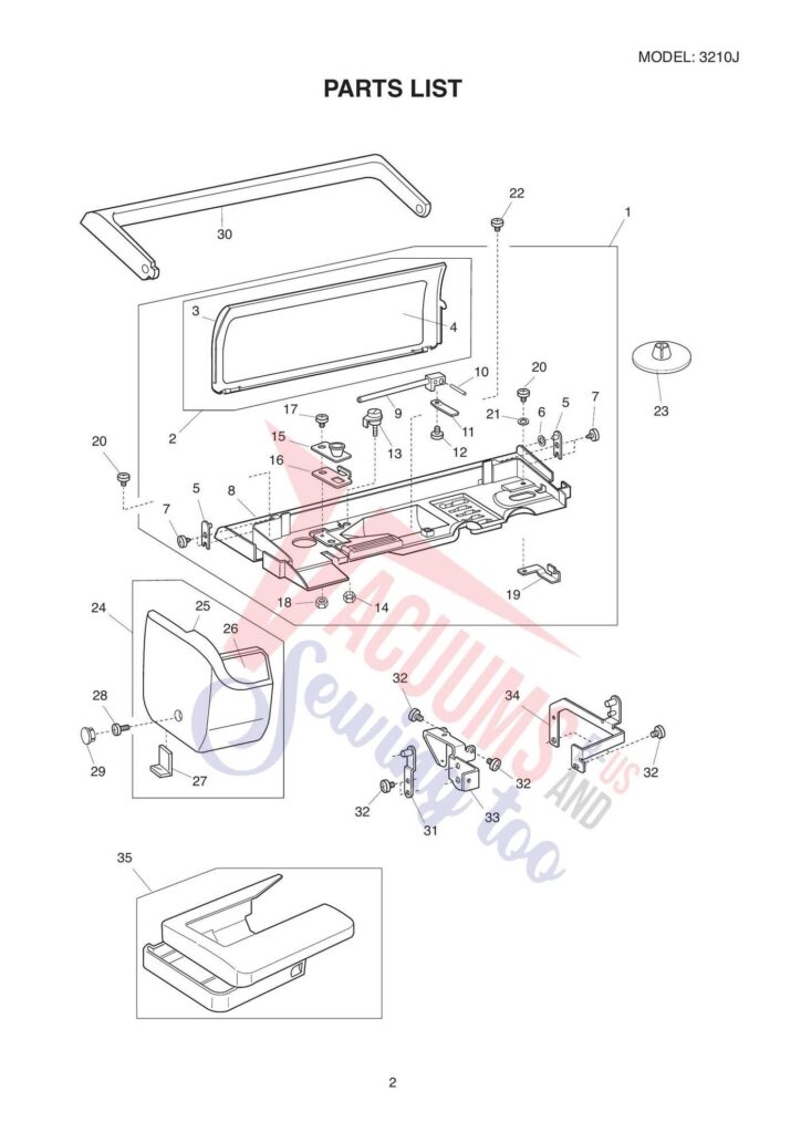 Elna 3210j 3210 exploded schematic diagram (page 6)