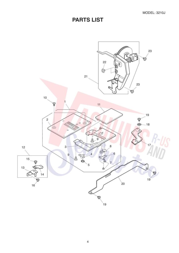 Elna 3210j 3210 exploded schematic diagram (page 7)