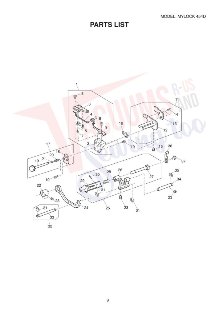 Janome My Lock 454D exploded schematic diagram (page 11)