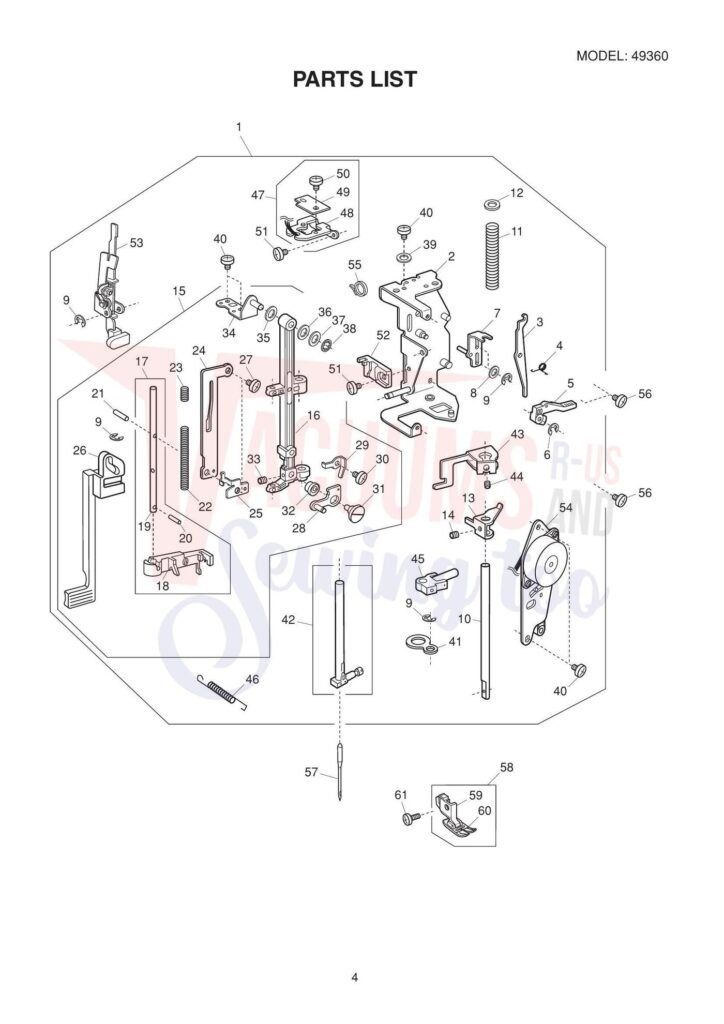 Janome 49360 exploded schematic diagram (page 2)