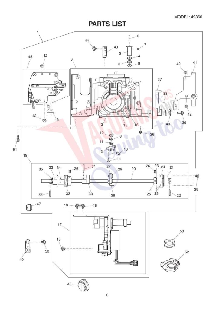 Janome 49360 exploded schematic diagram (page 3)
