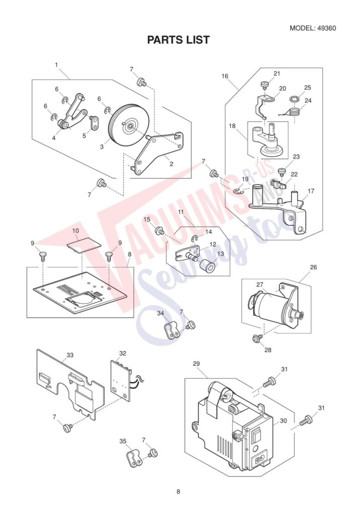 Janome 49360 exploded schematic diagram (page 4)
