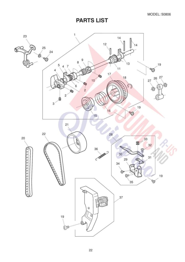 Janome Mod 11 exploded schematic diagram (page 1)