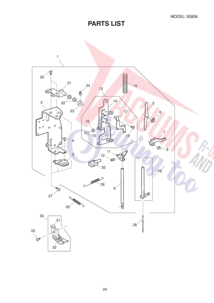 Janome Mod 11 exploded schematic diagram (page 2)