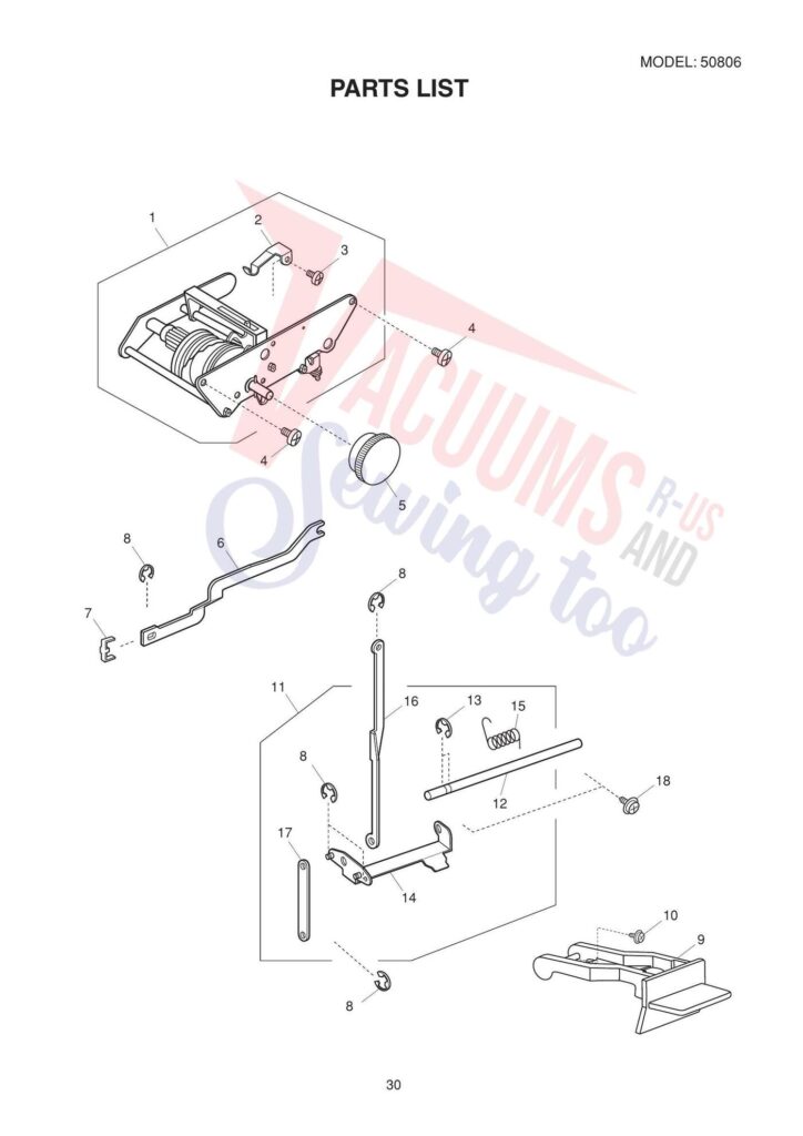 Janome Mod 11 exploded schematic diagram (page 5)