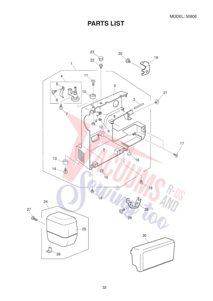 Janome Mod 11 exploded schematic diagram (page 6)