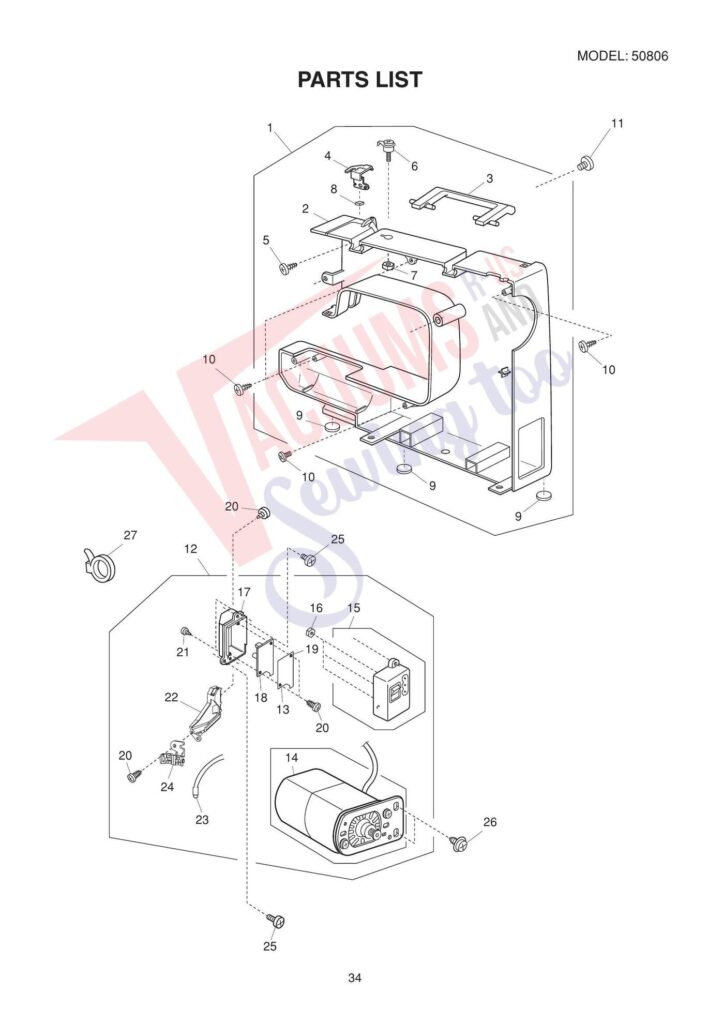 Janome Mod 11 exploded schematic diagram (page 7)