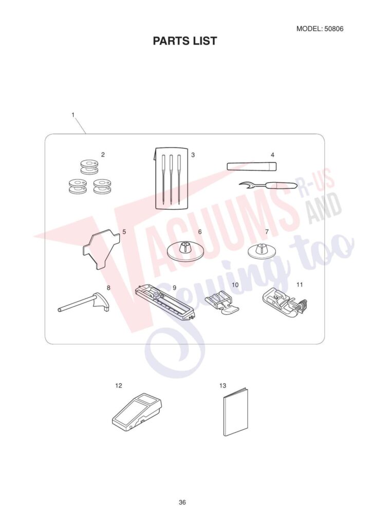 Janome Mod 11 exploded schematic diagram (page 8)