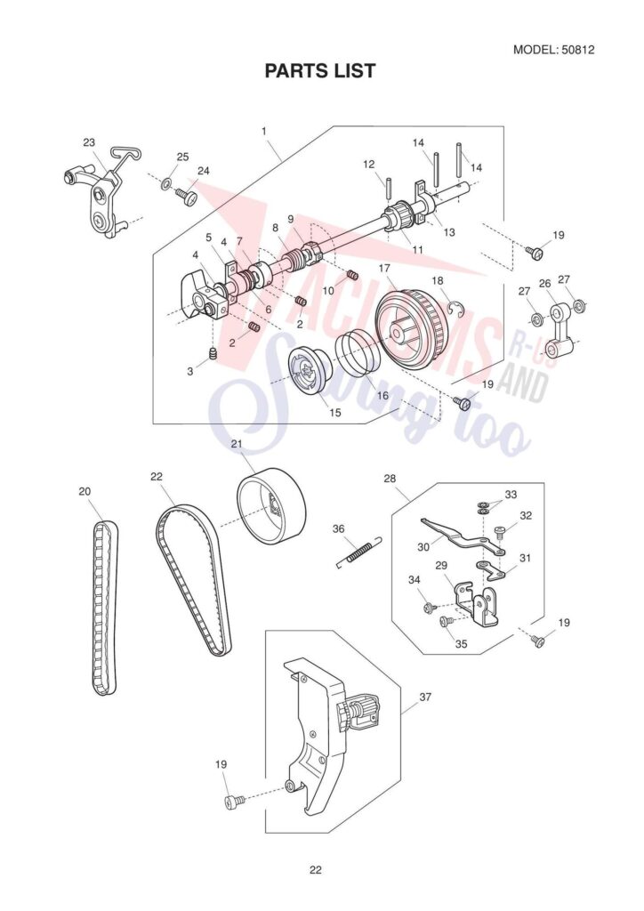 Janome Mod 15 exploded schematic diagram (page 1)