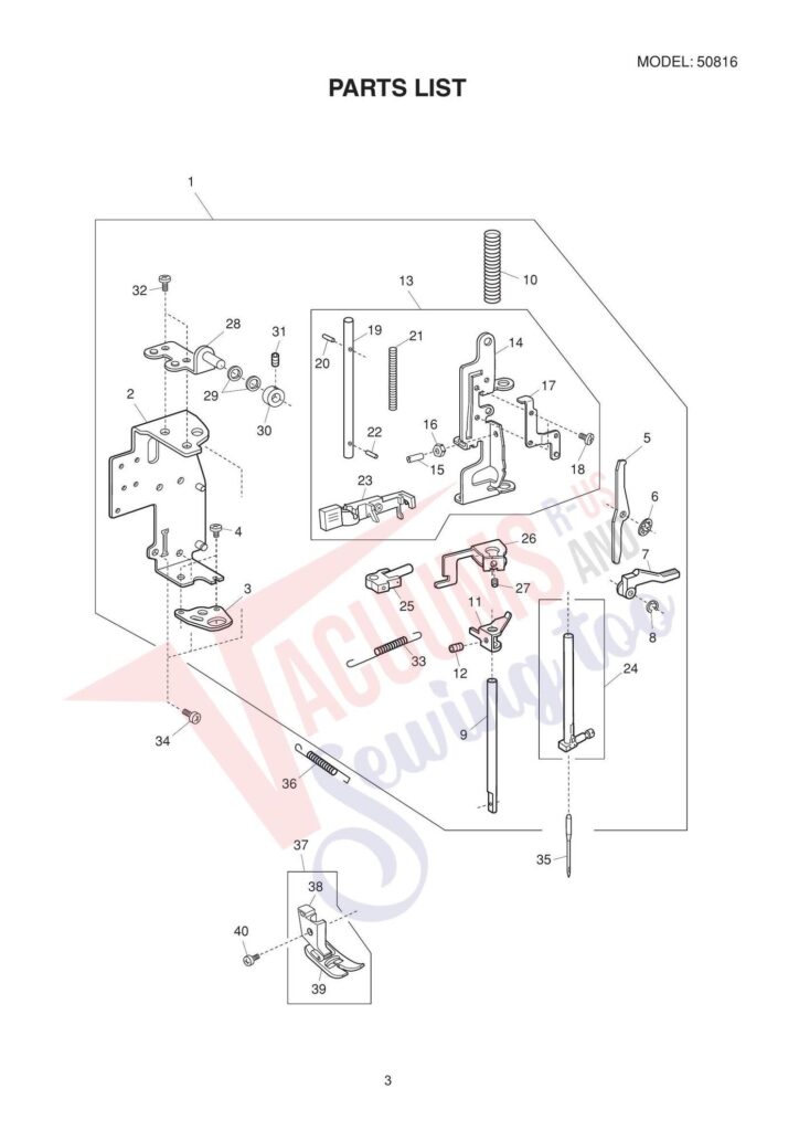 Janome Mod 19 exploded schematic diagram (page 2)
