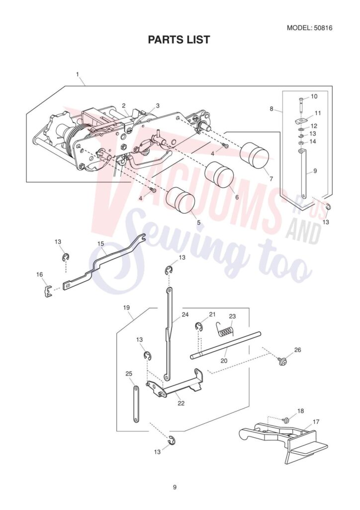 Janome Mod 19 exploded schematic diagram (page 5)