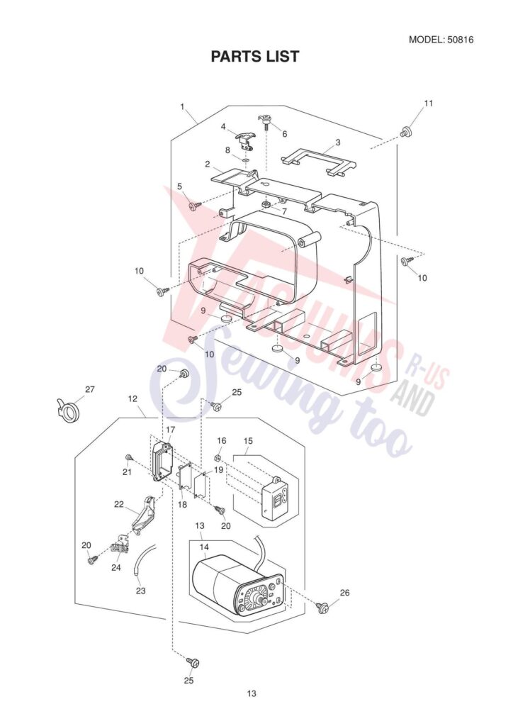 Janome Mod 19 exploded schematic diagram (page 7)