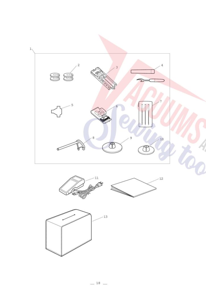 Janome 661 exploded schematic diagram (page 1)