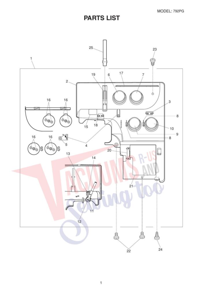 Janome 792pg exploded schematic diagram (page 3)