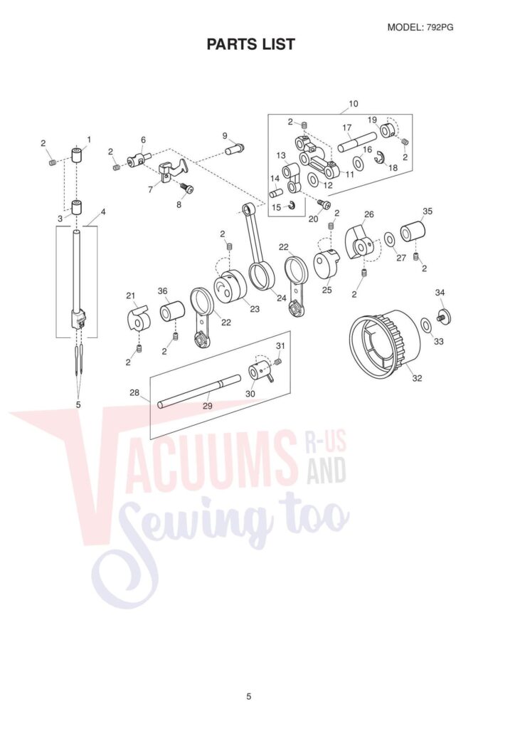 Janome 792pg exploded schematic diagram (page 7)