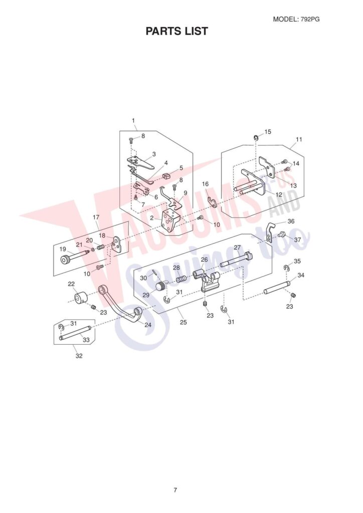 Janome 792pg exploded schematic diagram (page 9)