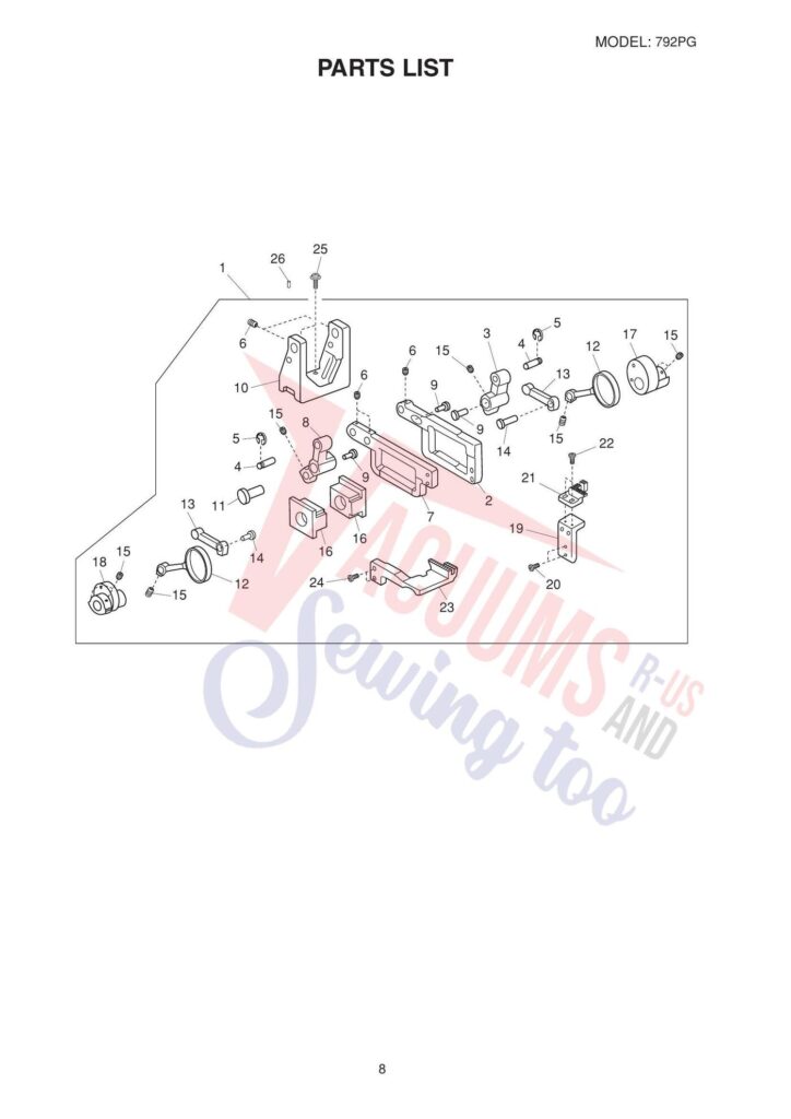Janome 792pg exploded schematic diagram (page 10)