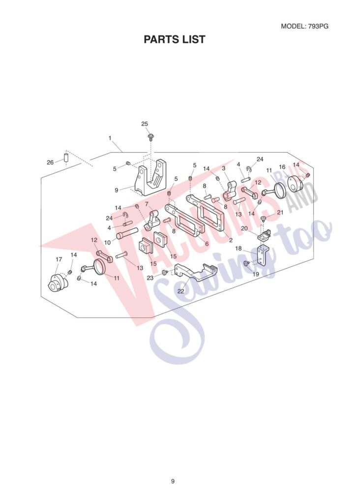 Janome 793pg exploded schematic diagram (page 1)
