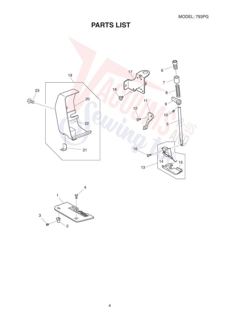 Janome 793pg exploded schematic diagram (page 7)