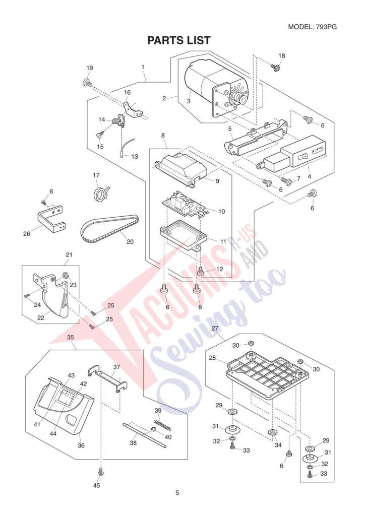 Janome 793pg exploded schematic diagram (page 8)