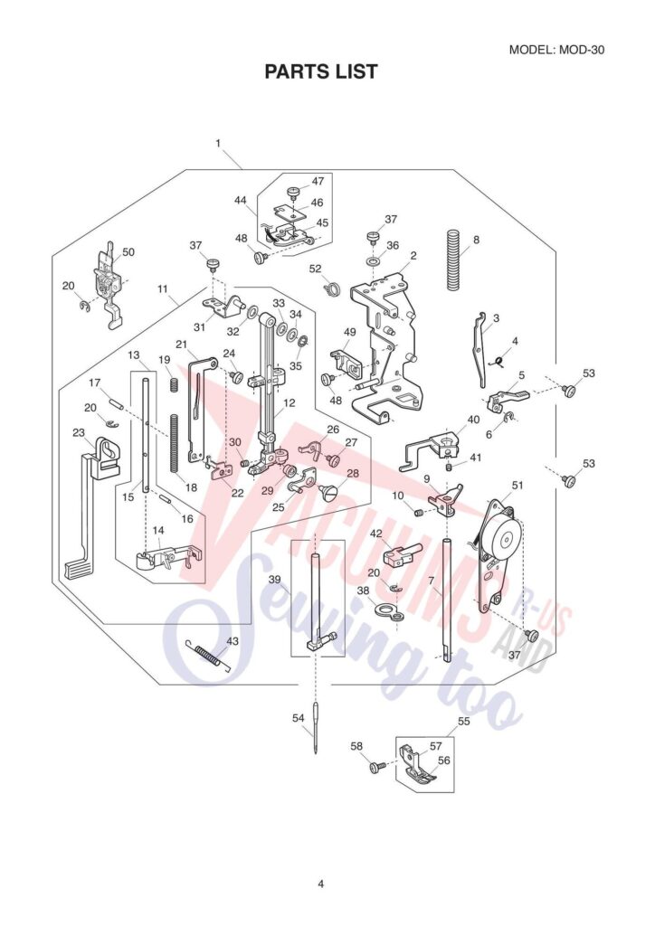 Janome 81030dc exploded schematic diagram (page 2)