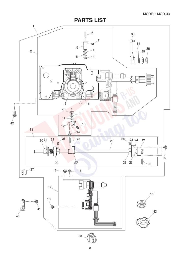 Janome 81030dc exploded schematic diagram (page 3)