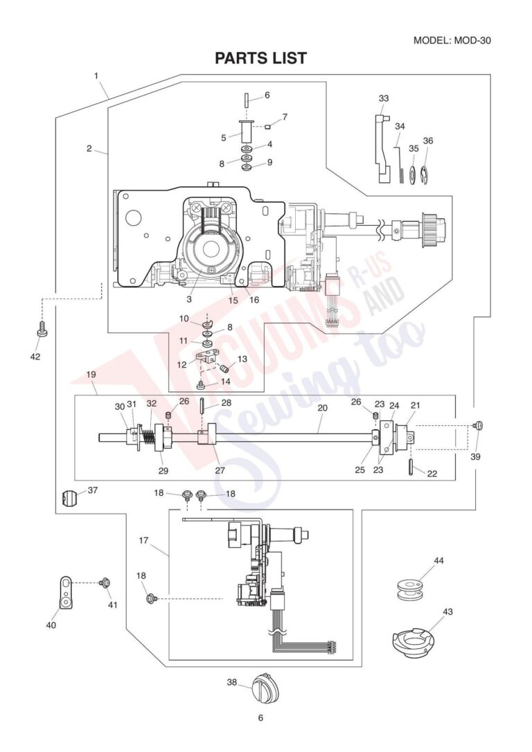 Janome Models: 81030dc, mod30, mod30-v2 Schematics and parts list