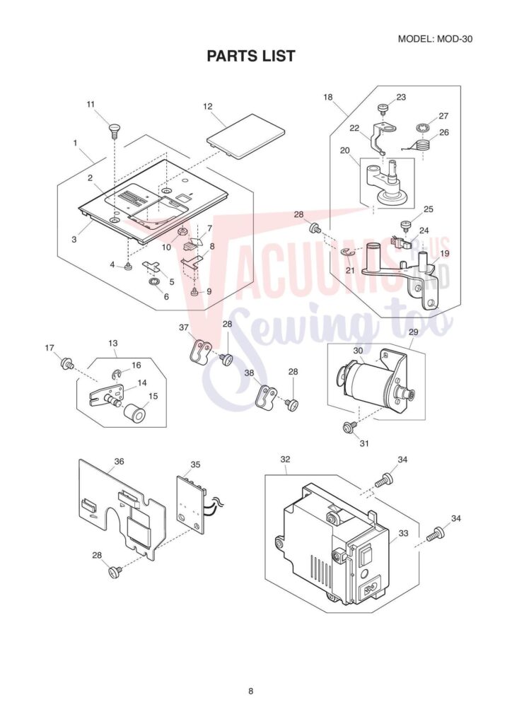 Janome 81030dc exploded schematic diagram (page 4)