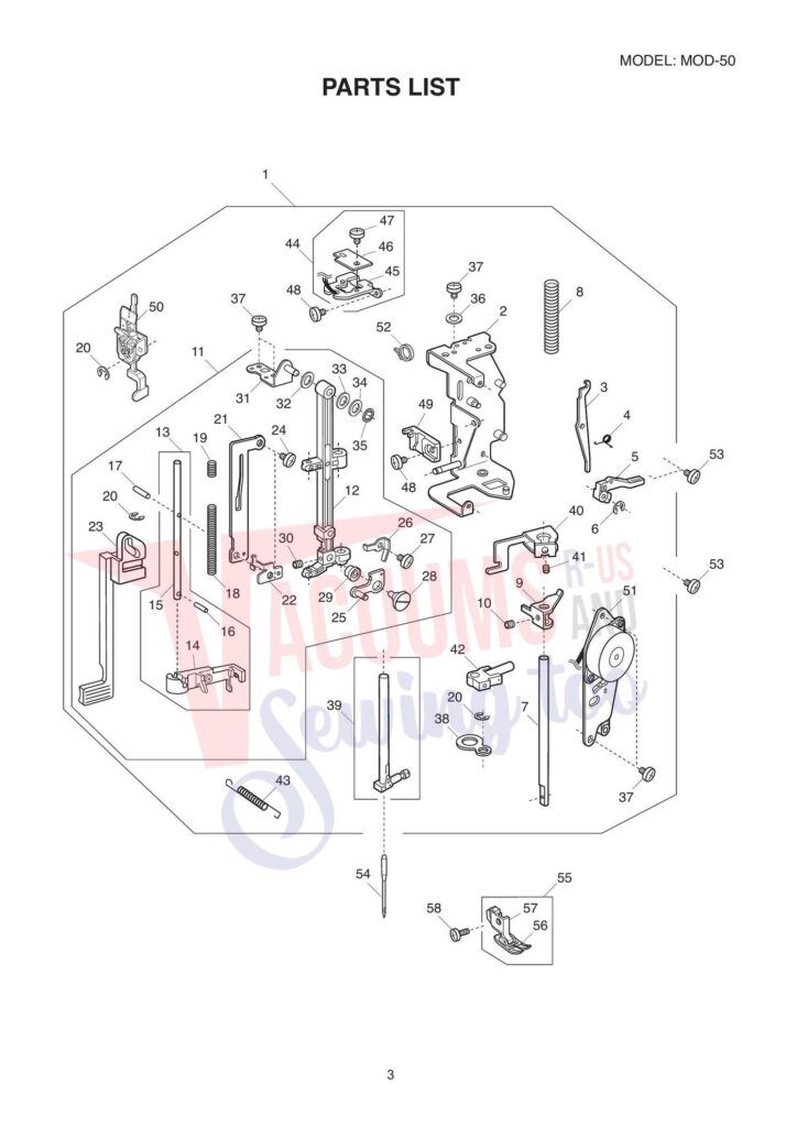 Janome 81050dc exploded schematic diagram (page 2)
