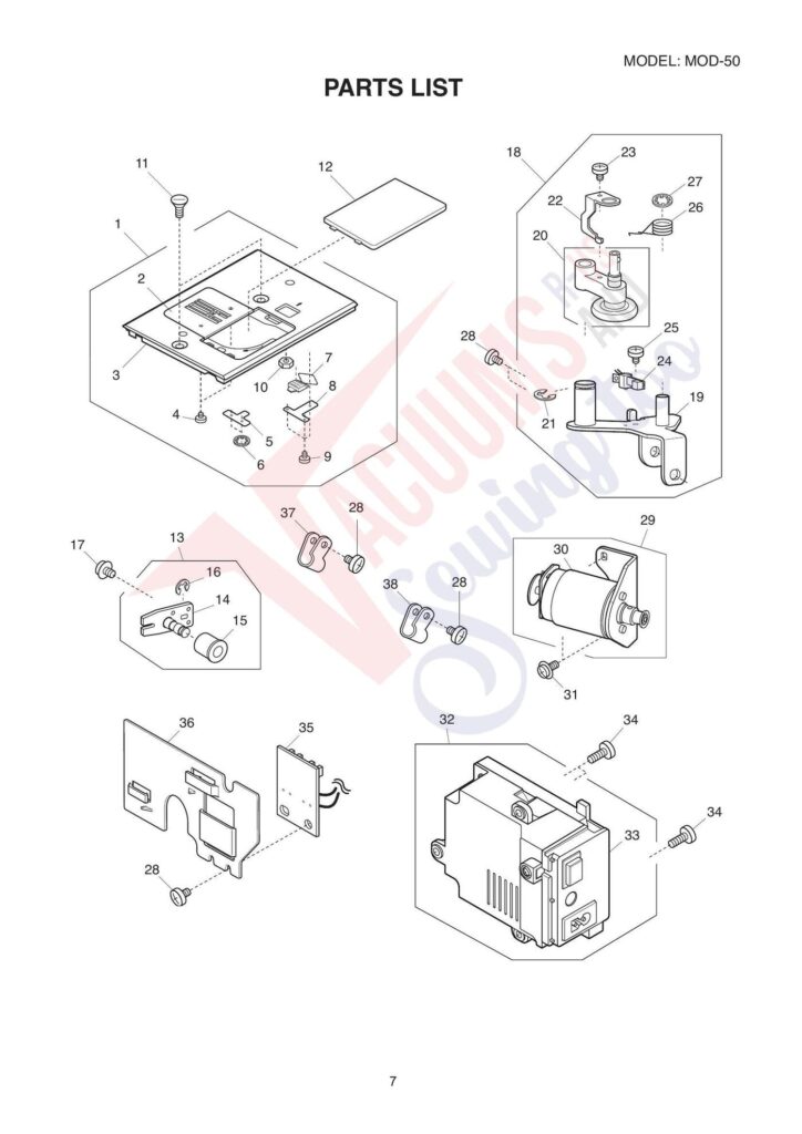 Janome 81050dc exploded schematic diagram (page 4)