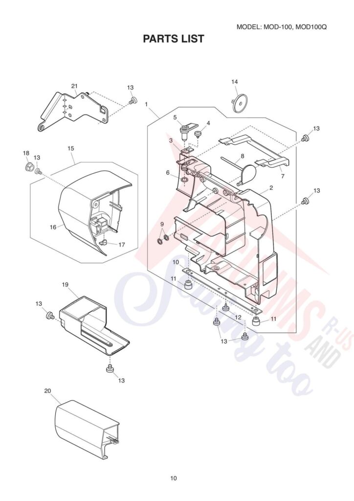 Janome Mod100 exploded schematic diagram (page 5)