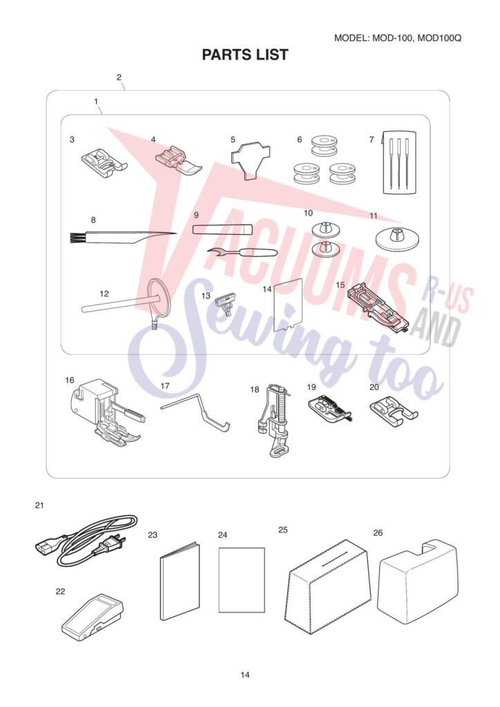 Janome Mod100 exploded schematic diagram (page 7)
