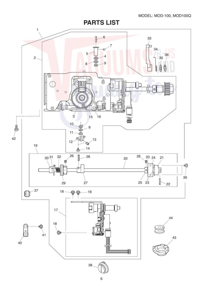 Janome Mod100 exploded schematic diagram (page 3)