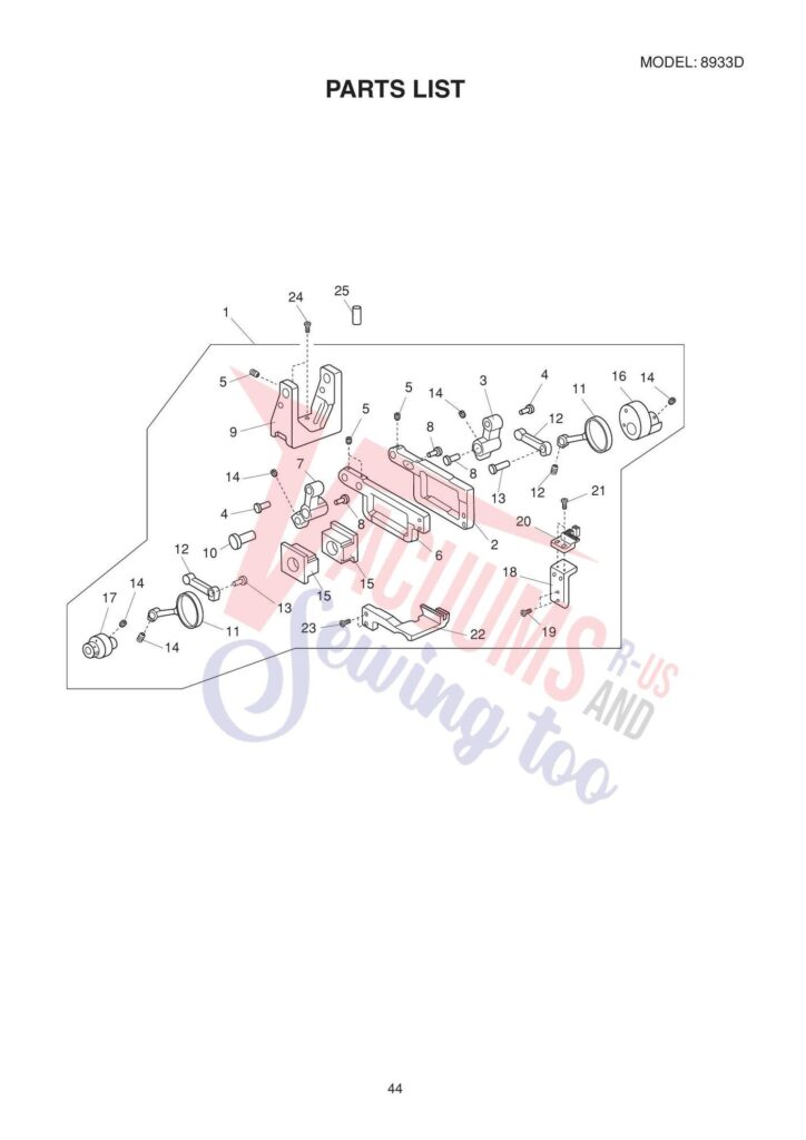 Janome 8933d exploded schematic diagram (page 1)
