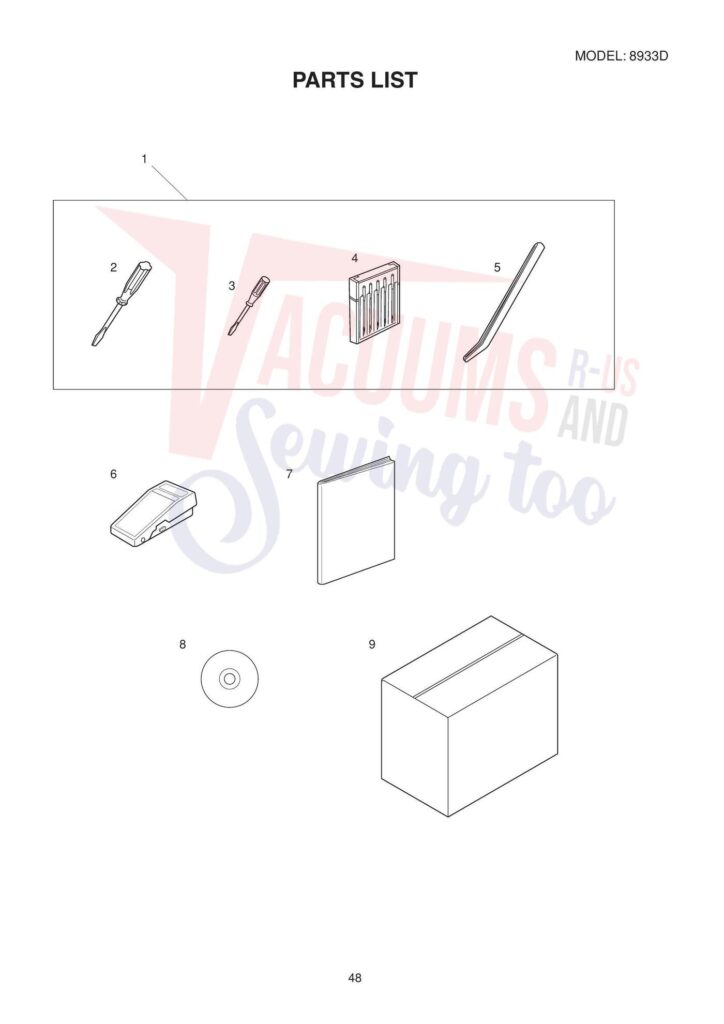 Janome 8933d exploded schematic diagram (page 3)