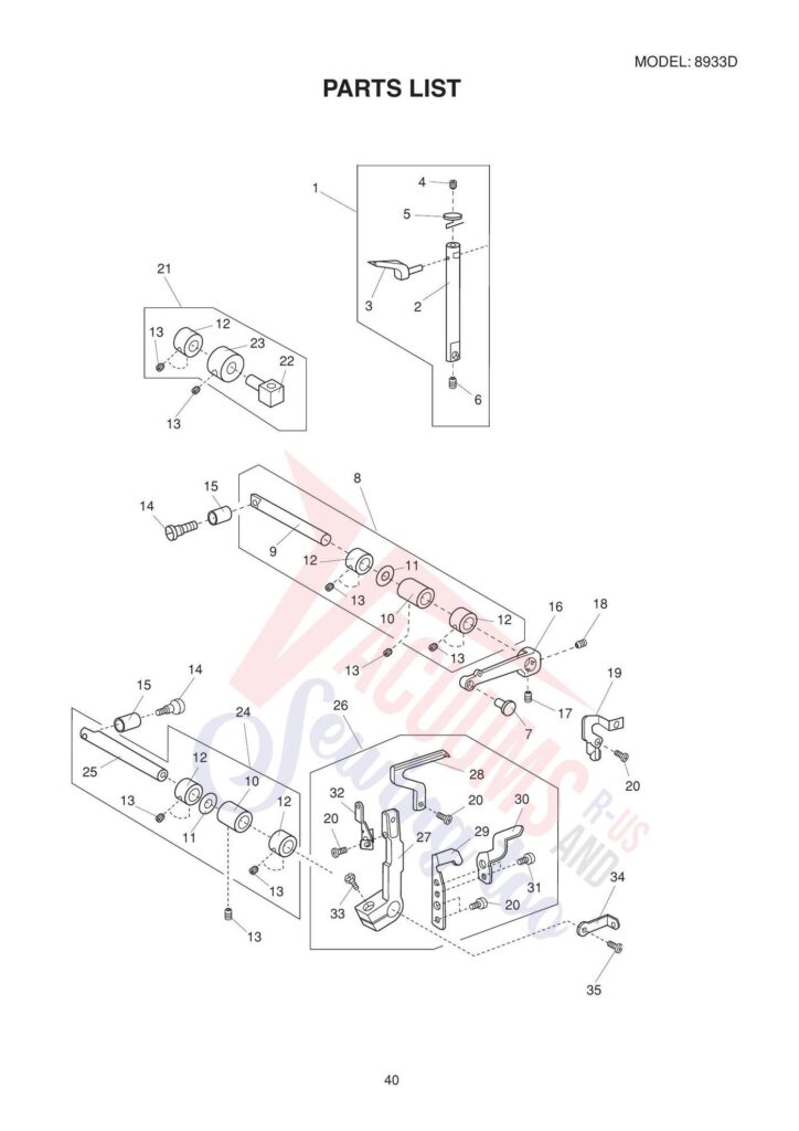 Janome 8933d exploded schematic diagram (page 10)