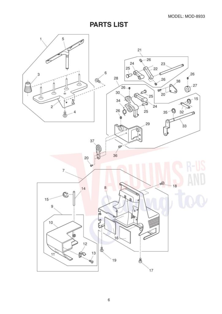 Janome 8933d exploded schematic diagram (page 6)