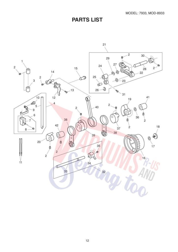 Janome 8933d exploded schematic diagram (page 9)