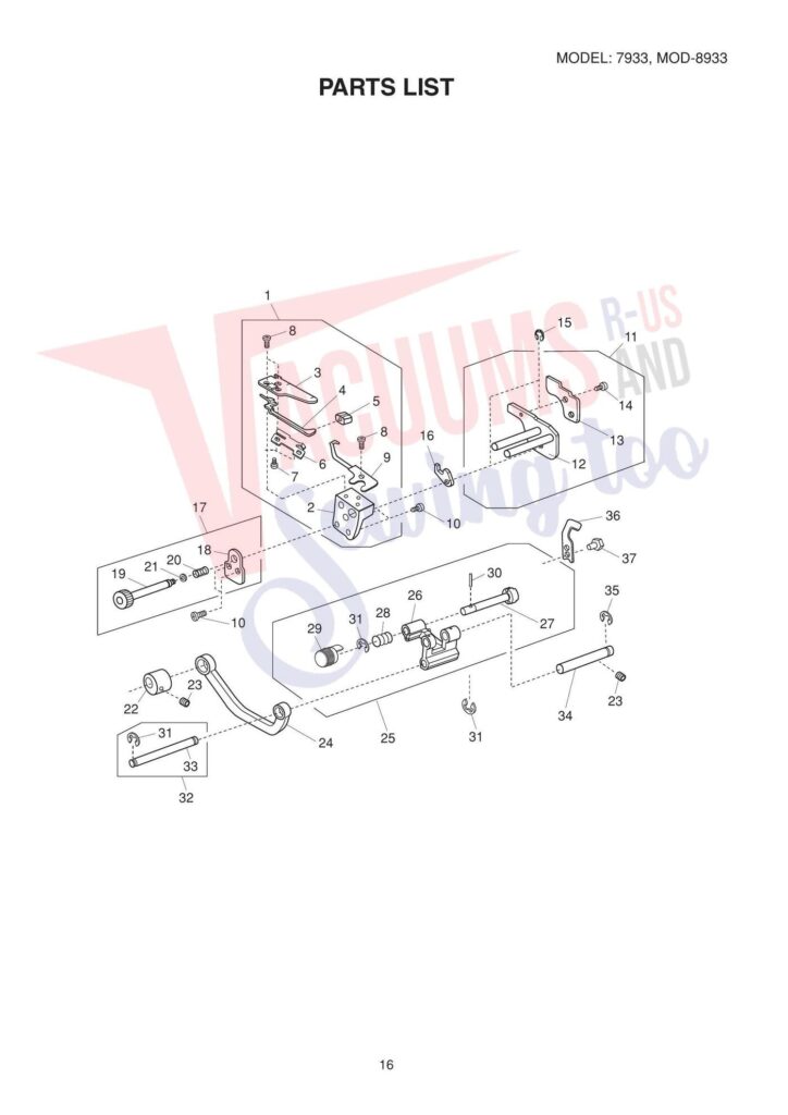 Janome 8933d exploded schematic diagram (page 11)
