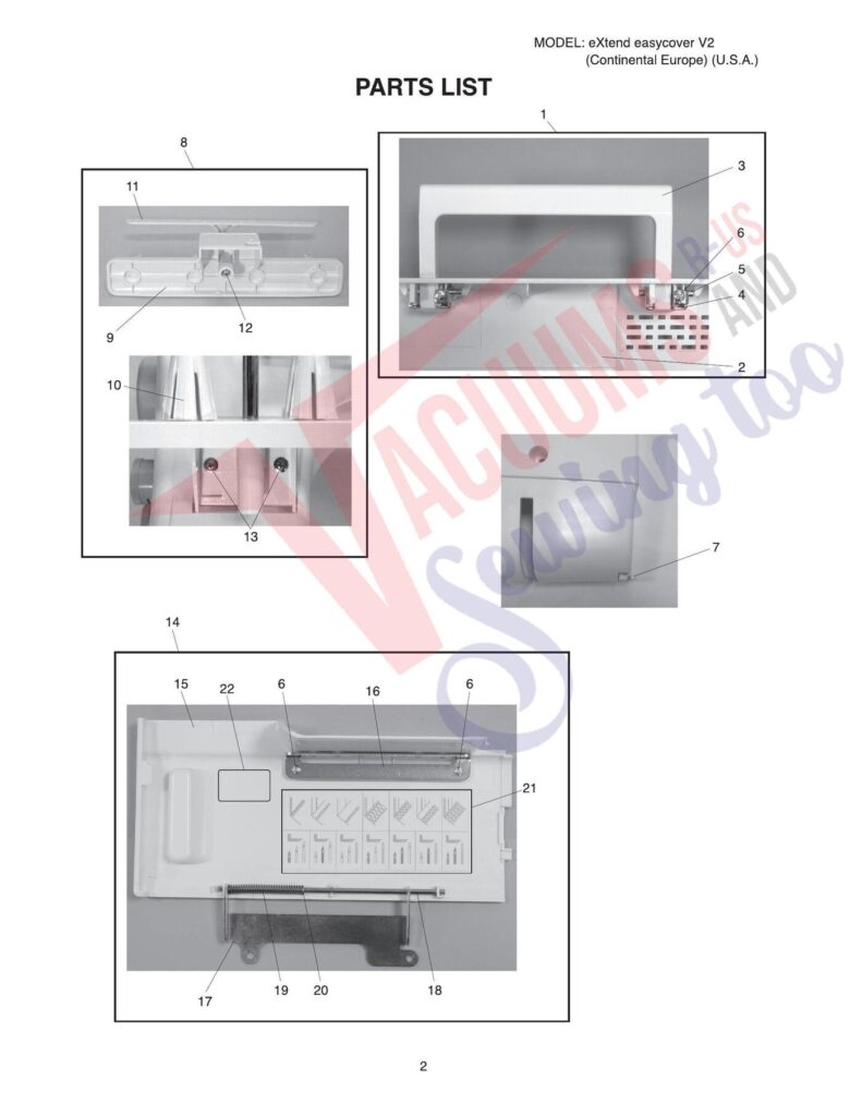 Elna Easy Cover exploded schematic diagram (page 2)