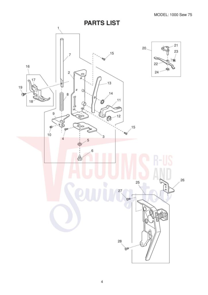 Elna El1000 exploded schematic diagram (page 3)