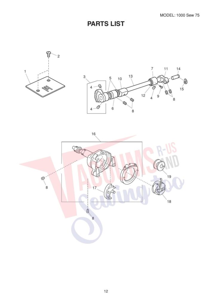 Elna El1000 exploded schematic diagram (page 7)