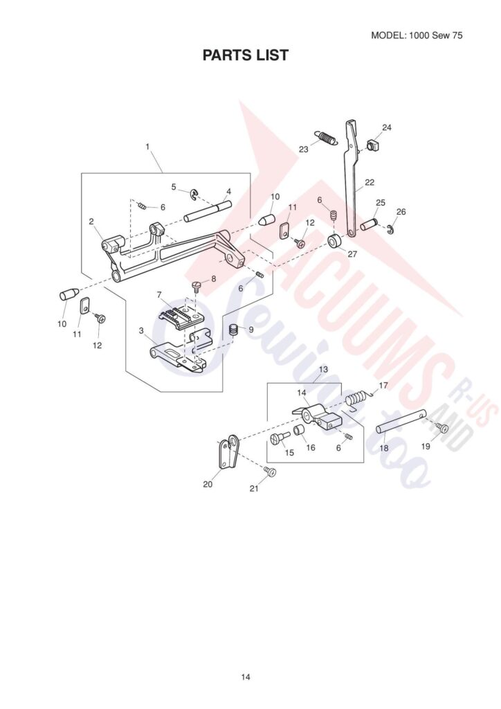 Elna El1000 exploded schematic diagram (page 8)