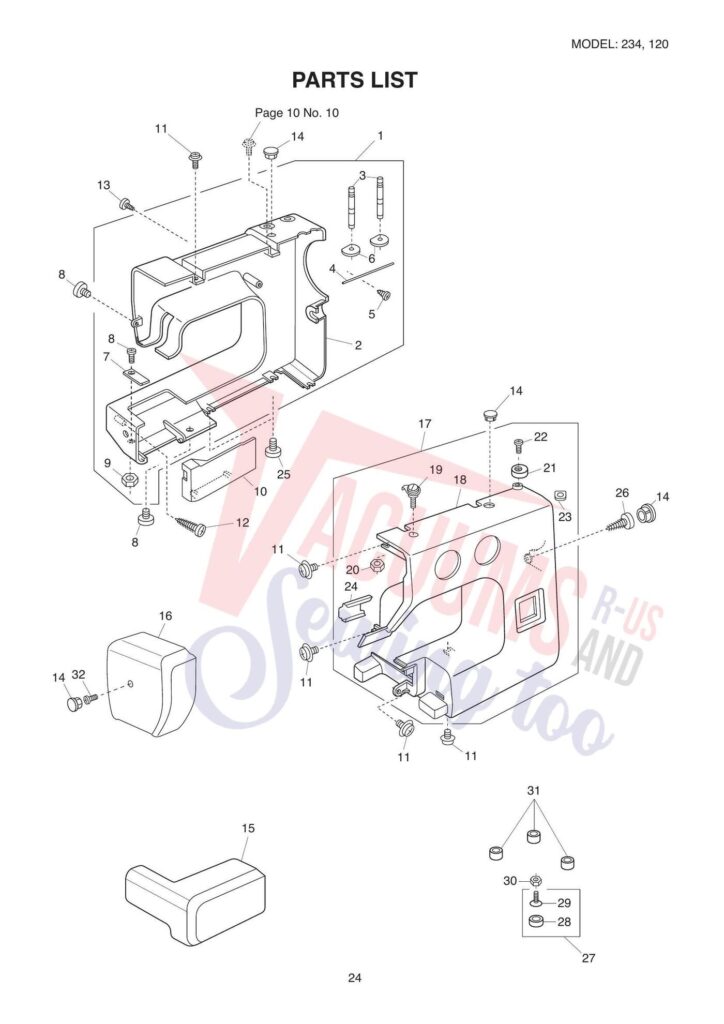 Elna el120 exploded schematic diagram (page 2)