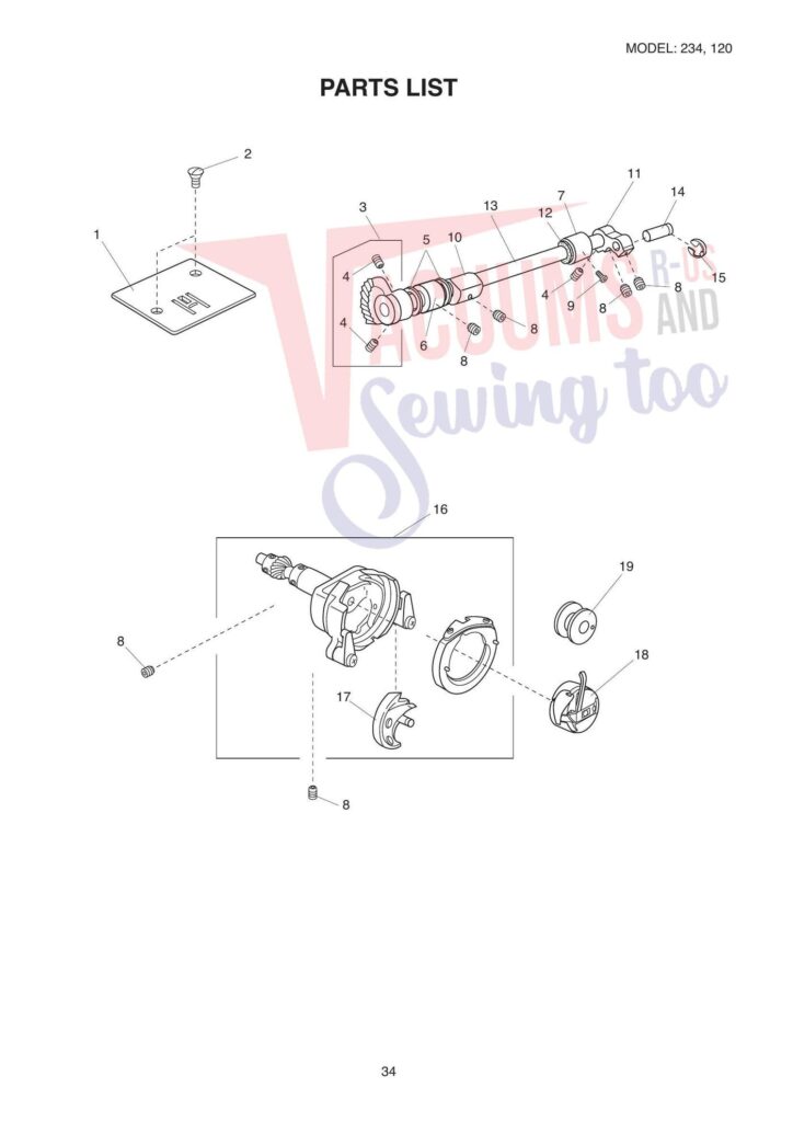 Elna el120 exploded schematic diagram (page 7)