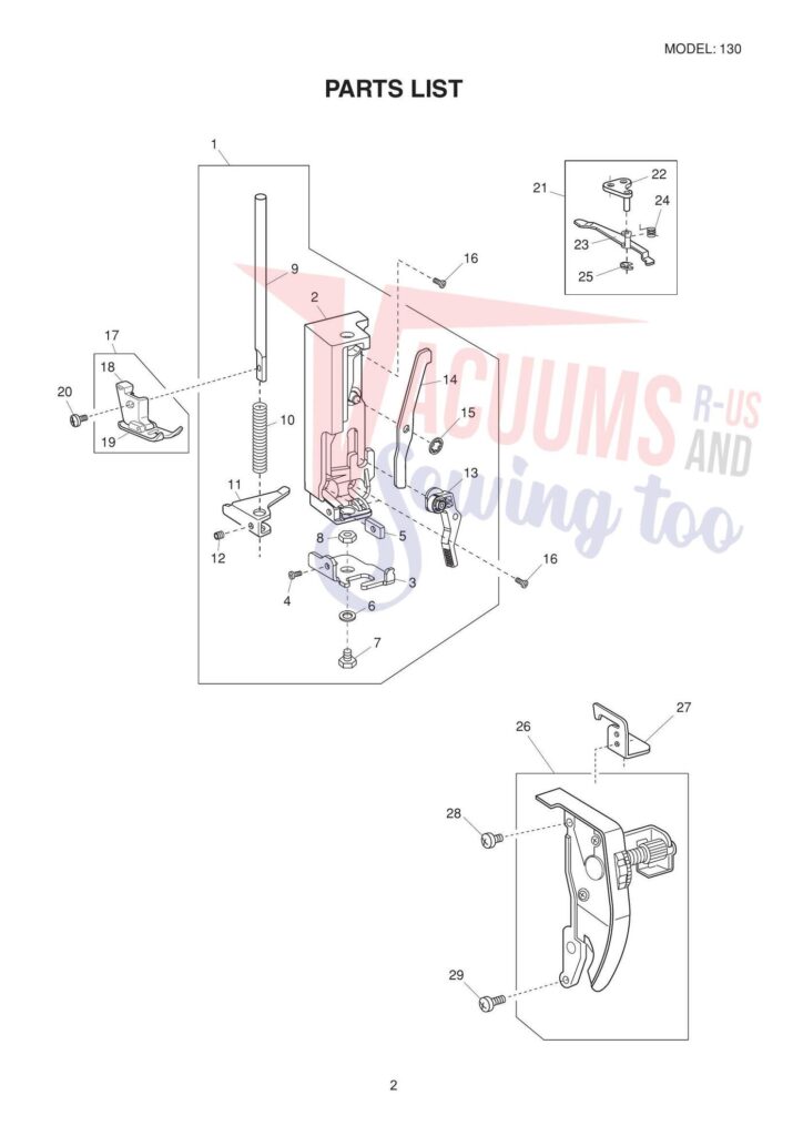 Elna el130 exploded schematic diagram (page 3)
