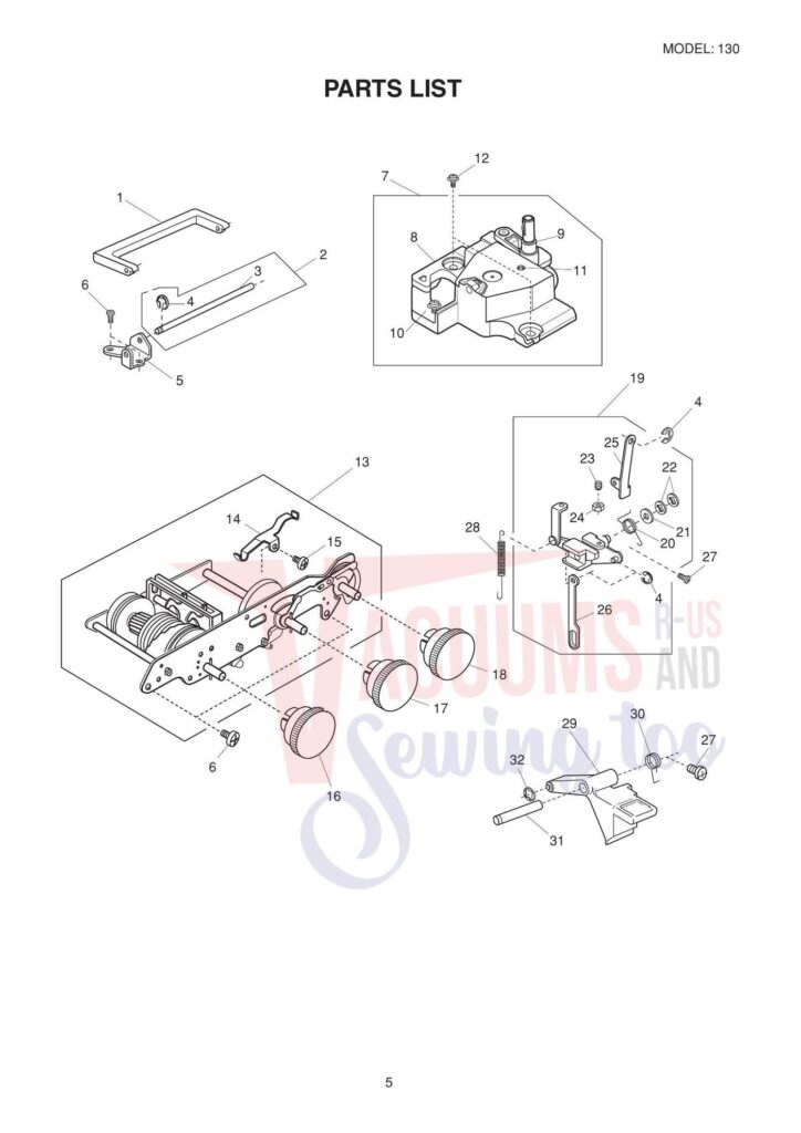 Elna el130 exploded schematic diagram (page 6)