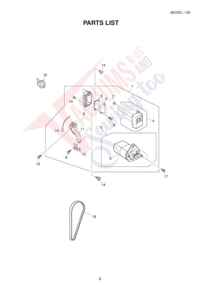 Elna el130 exploded schematic diagram (page 9)