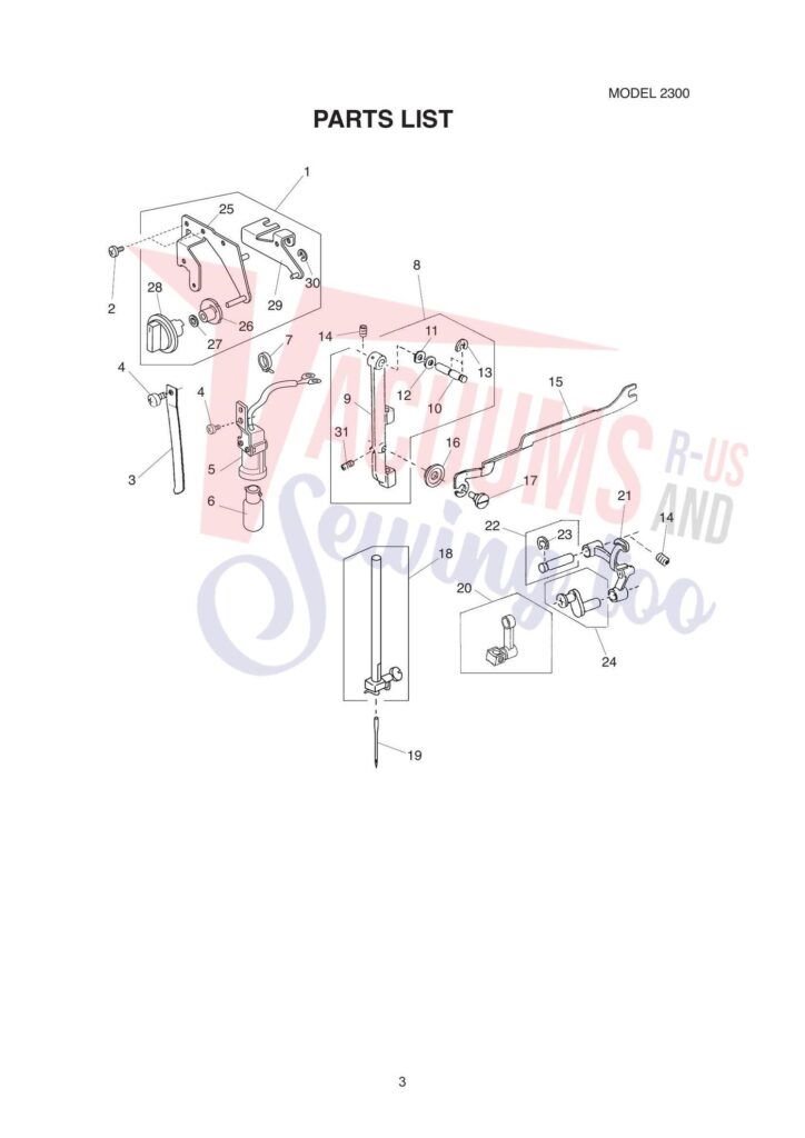 Elna 2300 exploded schematic diagram (page 4)
